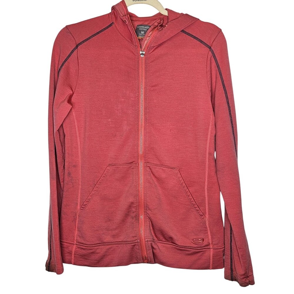 Icebreaker Merino Womens Pinkish Red‎ Zip-Up Hoodie M Merino Wool Gorpcore PNW